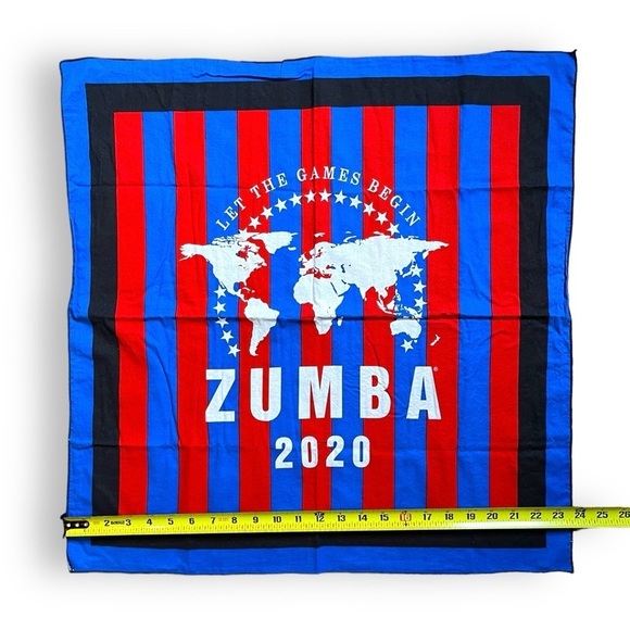 Zumba Fitness Zumba Wear 2020 Collectible Bandana Let The Games Begin Red Blue - Picture 4 of 5